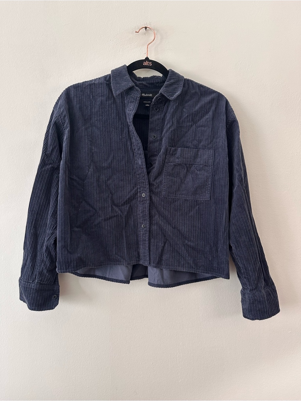 Madewell button down Corduroy shirt boxy/oversized navy blue size XS